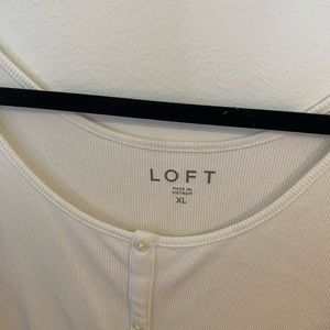 LOFT White Button Down Tee XL